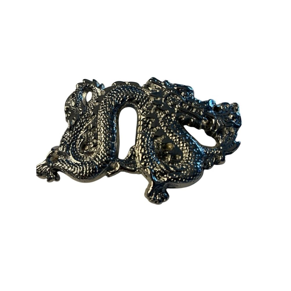 DRAGON FIRE FLAME BREATHING SOLID BRASS‎ CHROME PLATED BARON BELT BUCKLE 1981